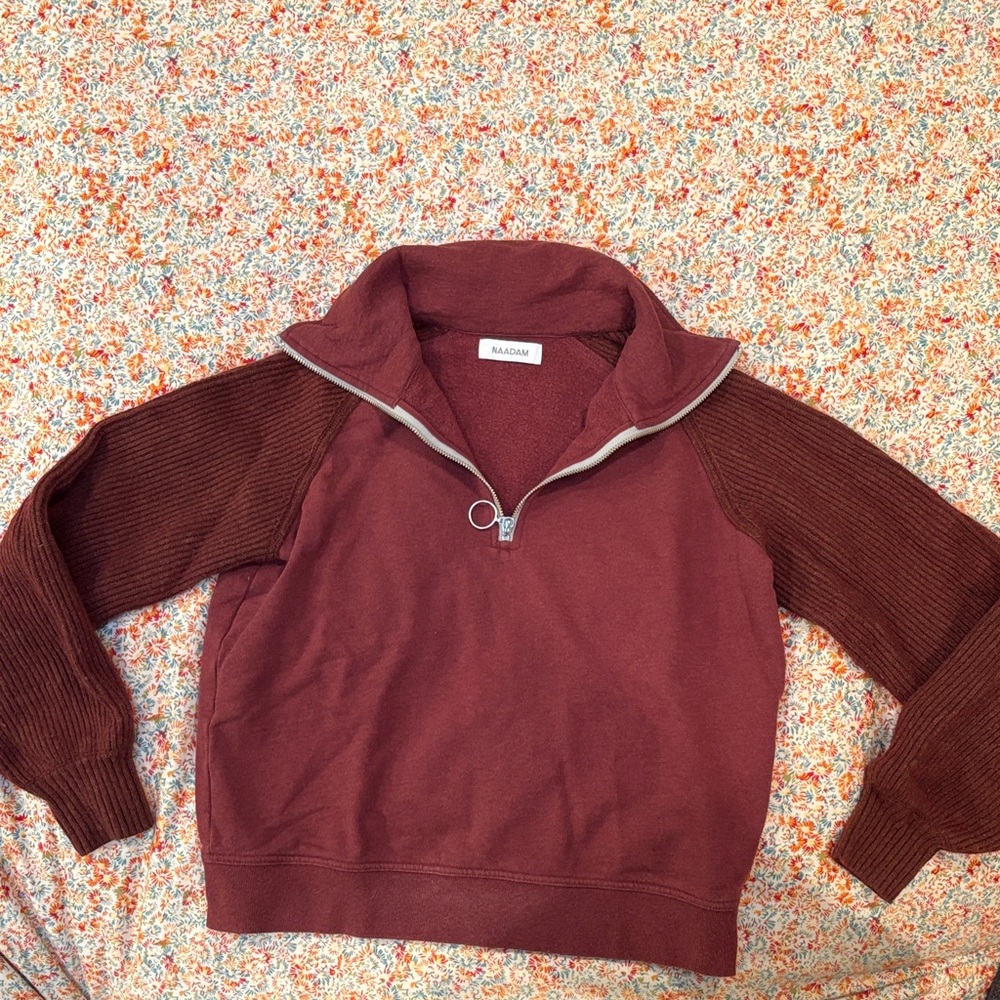 NAADAM Women's Burgundy Cowl Neck Sweater